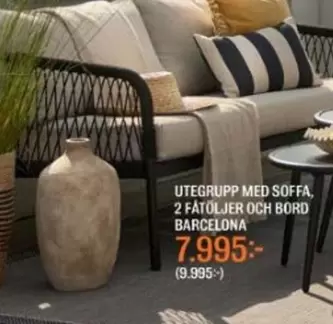 UTEGRUPP MED SOFFA, 2 FÅTÖLJER OCH BORD