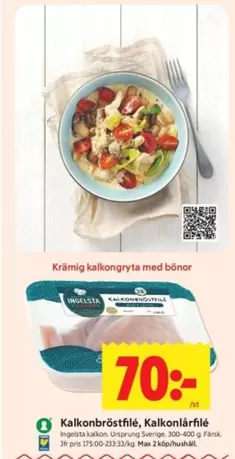 Ingelsta kalkon - Kalkonbröstfilé, Kalkonlårfilé
