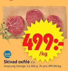 Skivad oxfilé