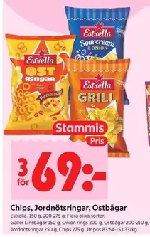 Estrella - Chips, Jordnötsringar, Ostbågar