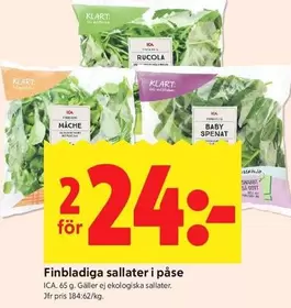 Finbladiga sallater i påse