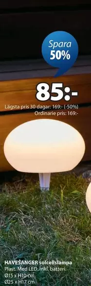 HAVESÄNGER solcellslampa