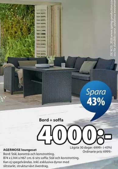 AGERMOSE loungeset Bord + soffa