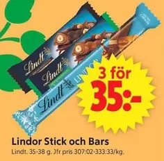 Lindt - Lindor Stick och Bars