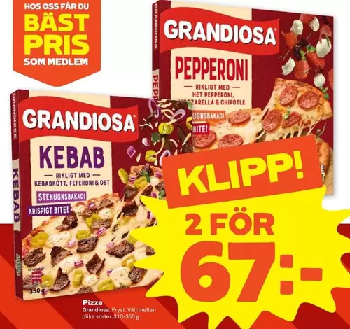 Grandiosa - GRANDIOSA KEBAB PIZZA, GRANDIOSA PEPPERONI PIZZA