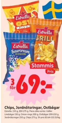 Estrella - Chips, Jordnötsringar, Ostbågar