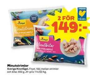 Kronfågel - Minutstrimlor / Minutbitar Kycklingfilé