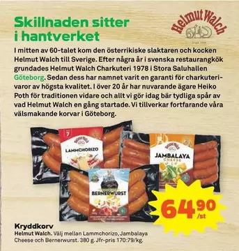 Helmut Walch Lammchorizo, Jambalaya Cheese och Bernerwurst
