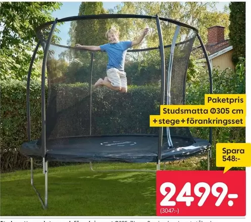 Studsmatta Ø305 cm + stege+förankringsset