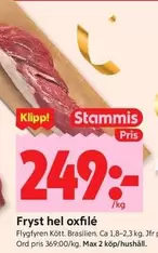 Fryst hel oxfilé