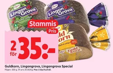 Pågen - GuldKorn, LingonGrova, LingonGrova Special