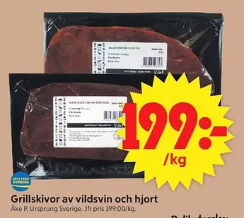 Grillskivor av vildsvin och hjort