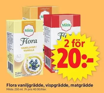 Milda - Flora vaniljglädde, vispgrädde, matgrädde