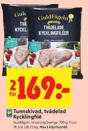 Guldfågeln - Tunna skivad, tvädelad kycklingfilé