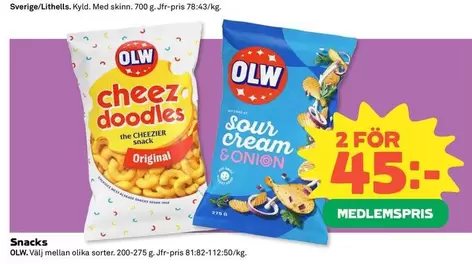 OLW - Cheez Doodles Original, Sour Cream & Onion