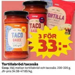 Coop - Tortillabröd/tacosås