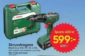 Bosch - Skruvdragare Easy Drill, 18V-38, 2,5Ah, inkl. batteri och laddare, per f
p