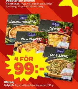 Hälsans Kök - Västerbottensostpaj, Tacopaj, Ost & Skinkpaj, Lax & Räkpaj