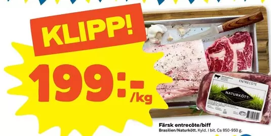 Naturkött - Färsk entrecôte/biff