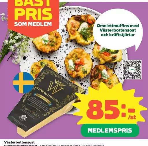 Omelettmuffins med Västerbottensost och kräftstjärtar