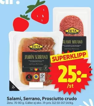 Zeta - Salami, Serrano, Prosciutto crudo