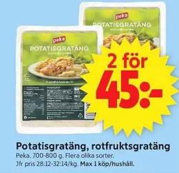 Peka - Potatisgratäng, rotfruktsgratäng