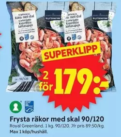 Royal Greenland - Frysta räkor med skal 90/120