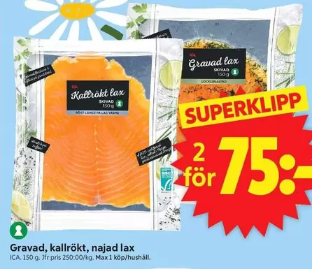 Gravad, kallrökt, najad lax