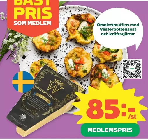Coop - Omelettmuffins med Västerbottensost och kräftstjärtar