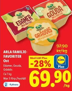 Arla - Edamer, Gouda, Gräddis Ost