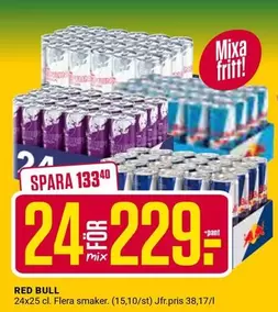 Red bull - 24x25 cl. Flera smaker.