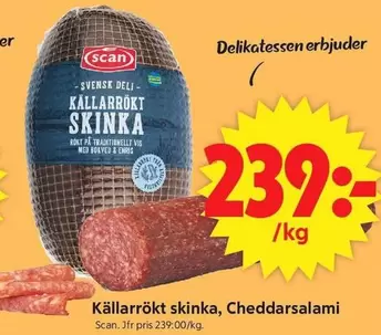 Scan - Källarrökt skinka, Cheddarsalami
