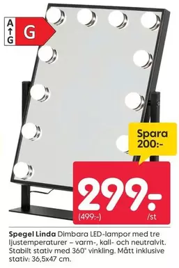 Spegel Linda Dimbar LED-lampor