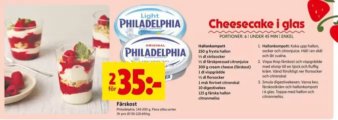 Philadelphia - Cheesecake i glas