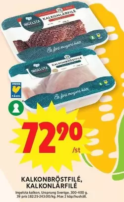 Ingelsta kalkon - Kalkonbröstfilé, Kalkonlårfilé