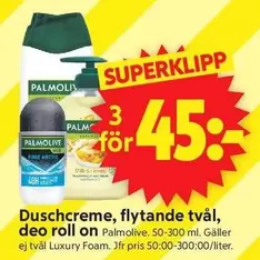 Palmolive - Duschcreme, flytande tvål, deo roll on