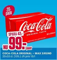 coca-cola - COCA-COLA ORIGINAL - MAX 3/KUND 20x33cl