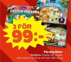 Chicken Panang, Chicken Satay, Lasagne