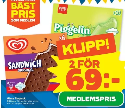 GB Glace - Sandwich Original, Piggelin