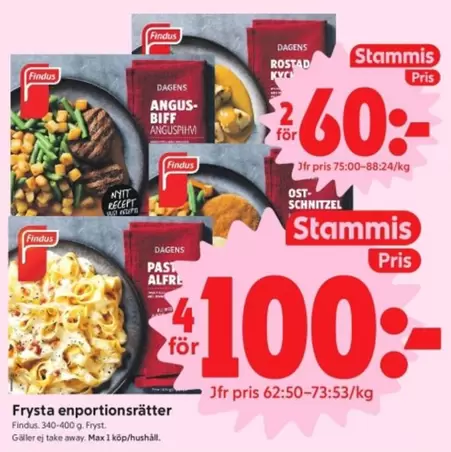Findus - Frysta enportionsrätter