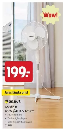 Golvfläkt 45 W Ø41 105-125 cm