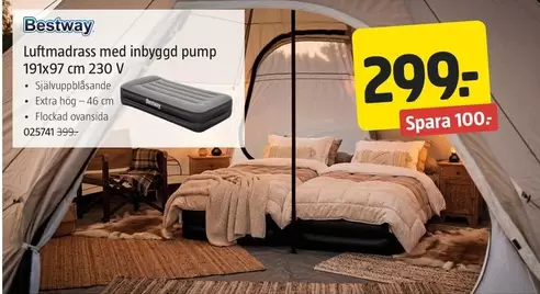 Extra - Luftmadrass med inbyggd pump 191x97 cm 230 V