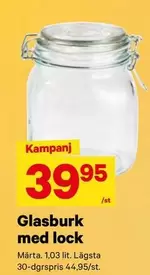 Glasburk med lock