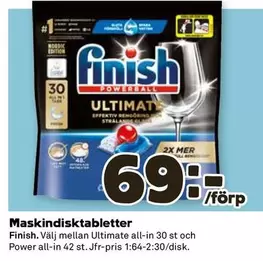 Finish - Maskindisktabletter Ultimate all-in 30 st och Power all-in 42 st