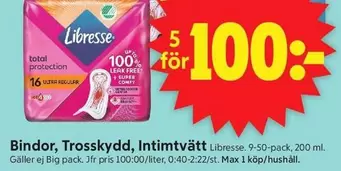 Libresse - Bindor, Trosskydd, Intimtvätt