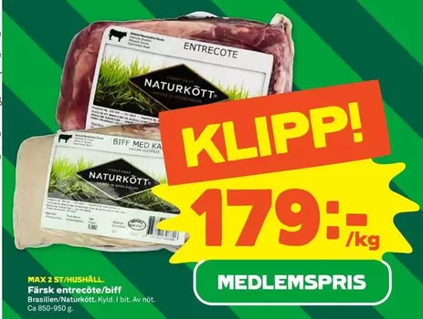 Naturkött - Entrecôte / Biff med Kött