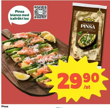 Zeta - Pinsa bianco med kallrökt lax