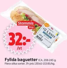 Fyllda baguetter ICA. 208-245 g