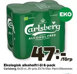 Carlsberg - Ekologisk alkoholfri öl 6-pack