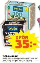 Wasa - Knäckebröd protein+ och tunn 100